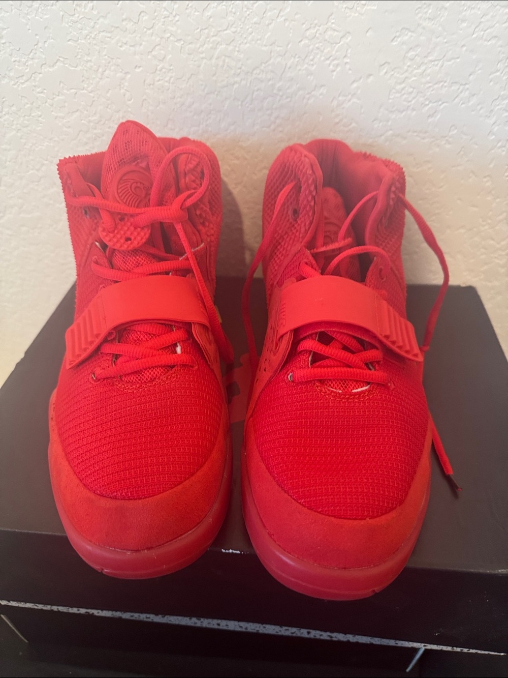 Nike Yeezy Red a October All-Red High-Top Sneakers - Picture 2 of 7